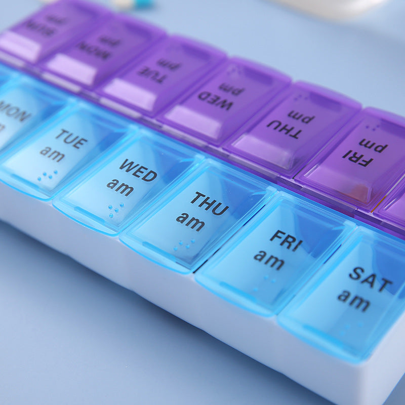 Wholesale PP Double Row Packaging 4-compartment Open Lid Portable Small Medicine Box
